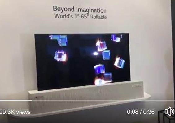 LG展示全球首部65英寸可卷式OLED电视