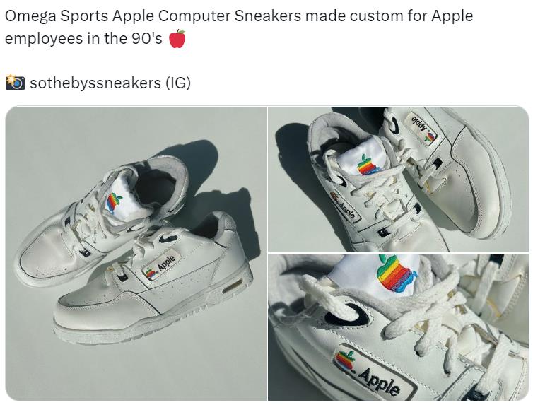 苹果也出鞋？90年代旧商标运动鞋起拍价高达5万美元